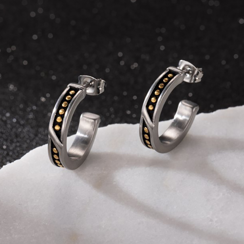 Golden Dots Huggie Earring In White Gold With Street Luxury Shine