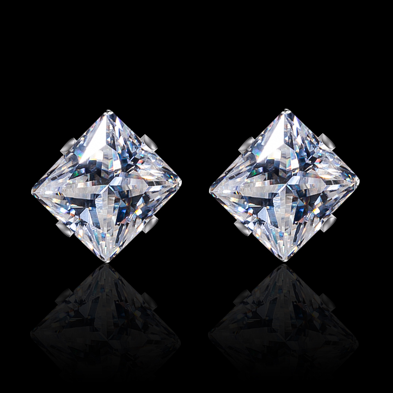 Princess Cut Magnetic Stud Earrings Moissanite With Street Luxury Shine - Image 3