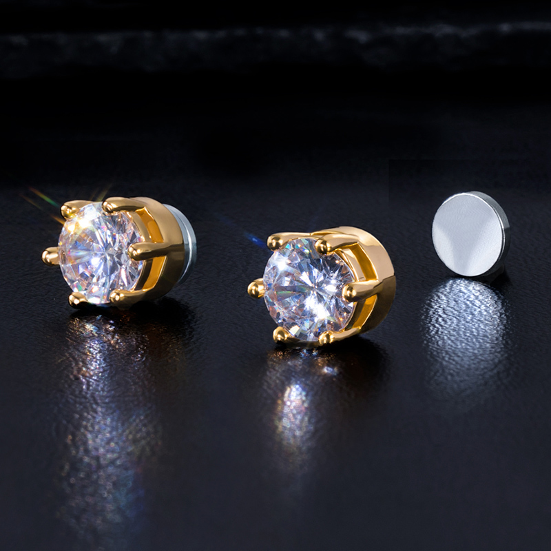 Round Cut Strong Magnetic Stud Earrings Moissanite With Street Luxury Shine - Image 4