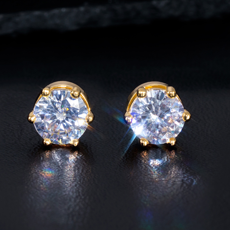 Round Cut Strong Magnetic Stud Earrings Moissanite With Street Luxury Shine
