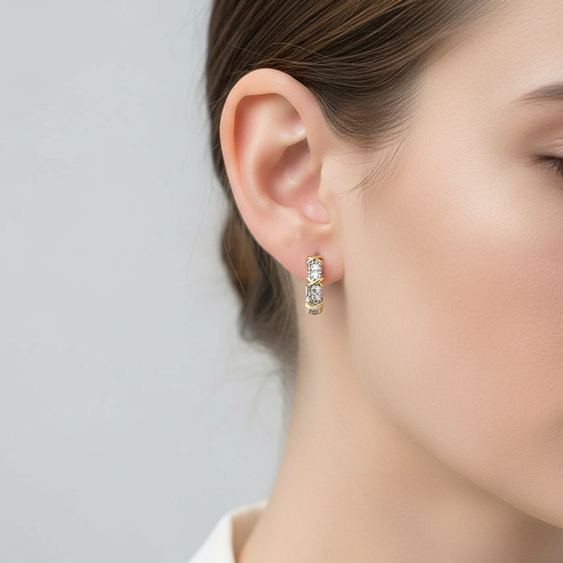 Infinity Link Iced Out Earrings In White Gold With Street Luxury Shine - Image 3