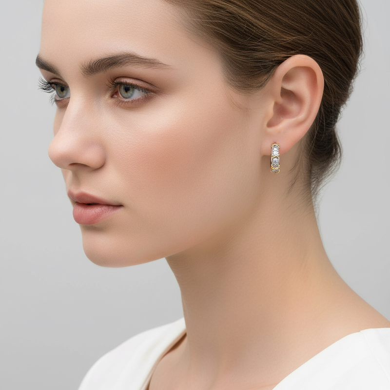 Infinity Link Iced Out Earrings In White Gold With Street Luxury Shine - Image 4