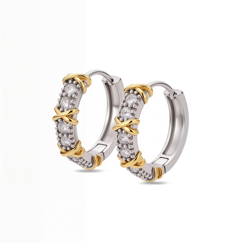 Infinity Link Iced Out Earrings In White Gold With Street Luxury Shine - Image 5