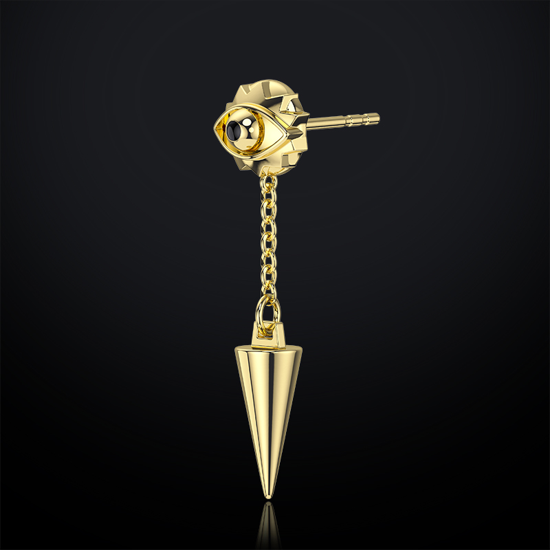 Eye Of Ra Cron With Gear Drop Earrings Gold With Street Luxury Shine - Image 3