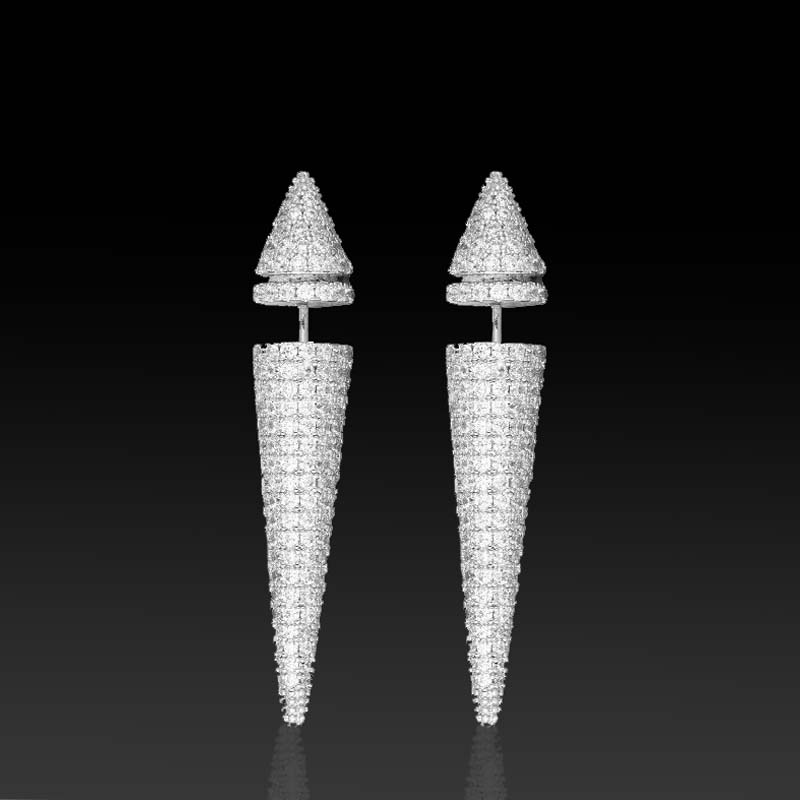 Iced Out Spike Stud Earrings Moissanite With Street Luxury Shine