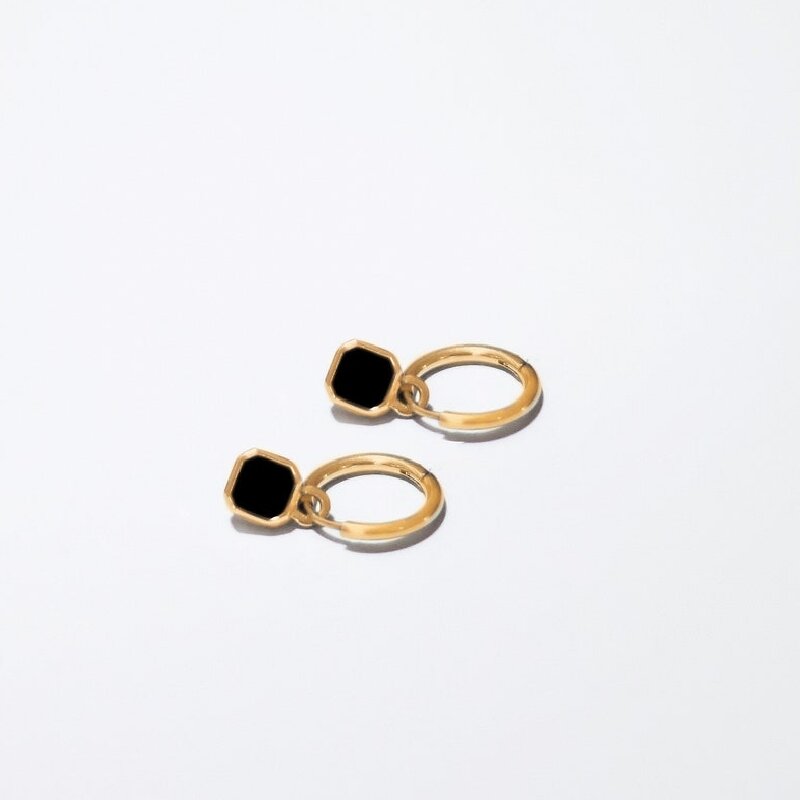 Black Enamel Dangle Earring Bold Statement Style With Street Luxury - Image 3