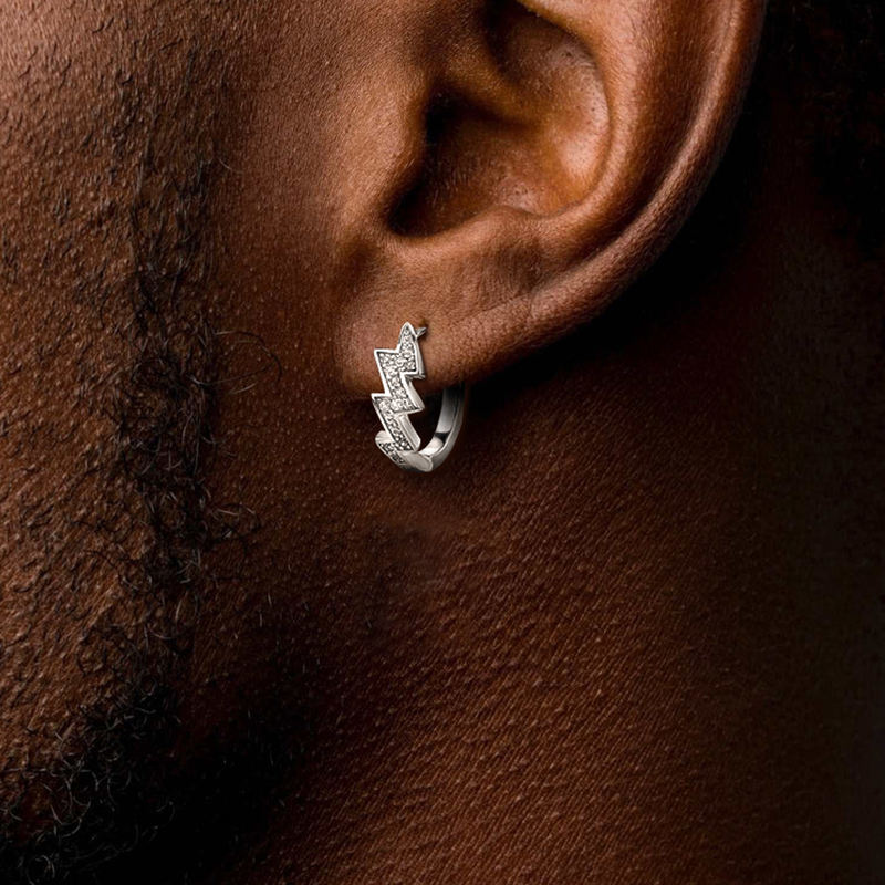 Iced Out Out Lightning Hoop Earrings Moissanite With Street Luxury Shine
