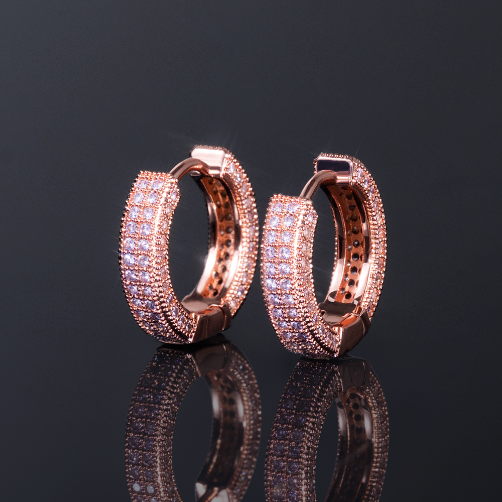 Iced Out Hoop Earring In Rose Gold Moissanite With Street Luxury Shine - Image 3