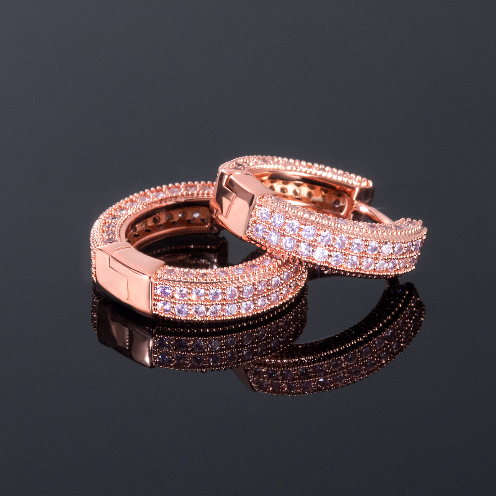 Iced Out Hoop Earring In Rose Gold Moissanite With Street Luxury Shine - Image 6