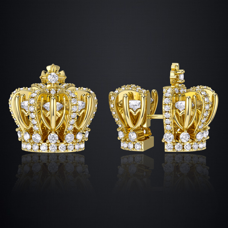 Split Crown Earrings In Gold Plated Built For Bold Statement Style - Image 3