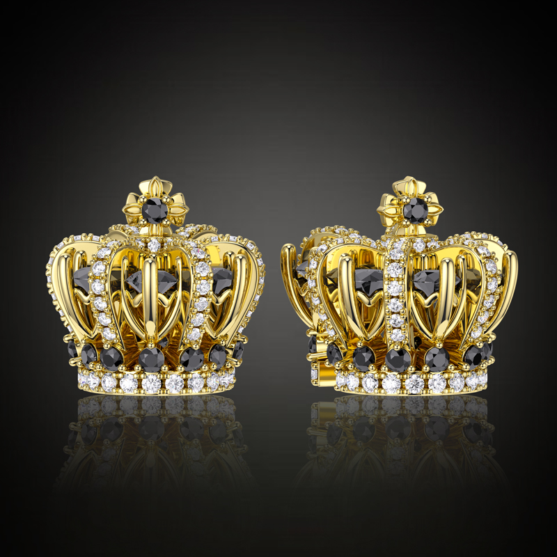 Split Crown Earrings In Gold Plated Built For Bold Statement Style - Image 4
