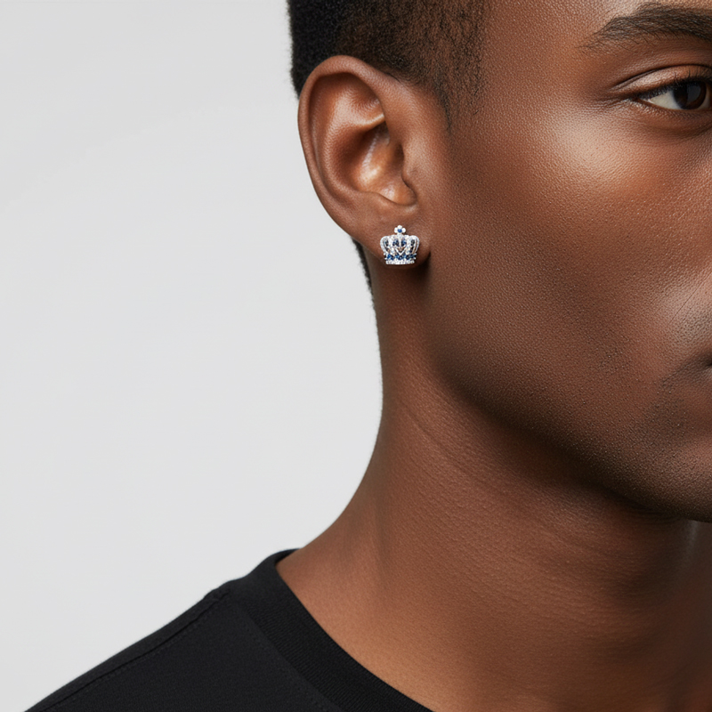 Split Crown Earrings In White Gold Plated With Street Luxury Shine - Image 3