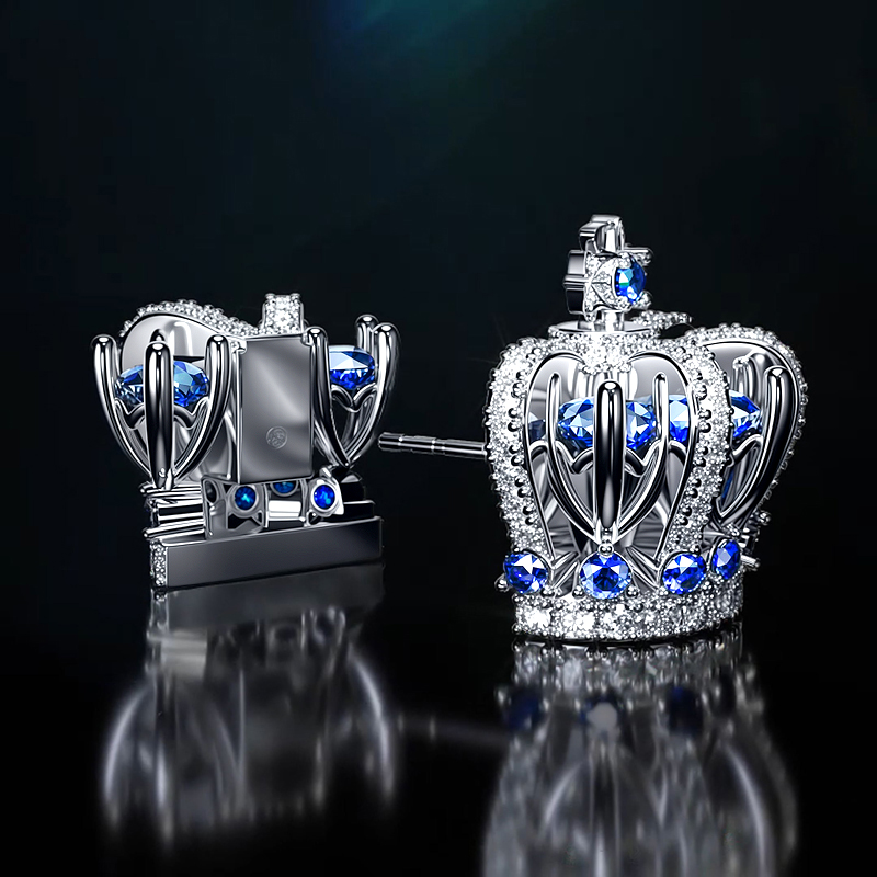 Split Crown Earrings In White Gold Plated With Street Luxury Shine - Image 4
