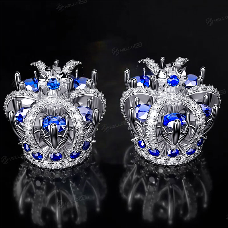Split Crown Earrings In White Gold Plated With Street Luxury Shine - Image 5