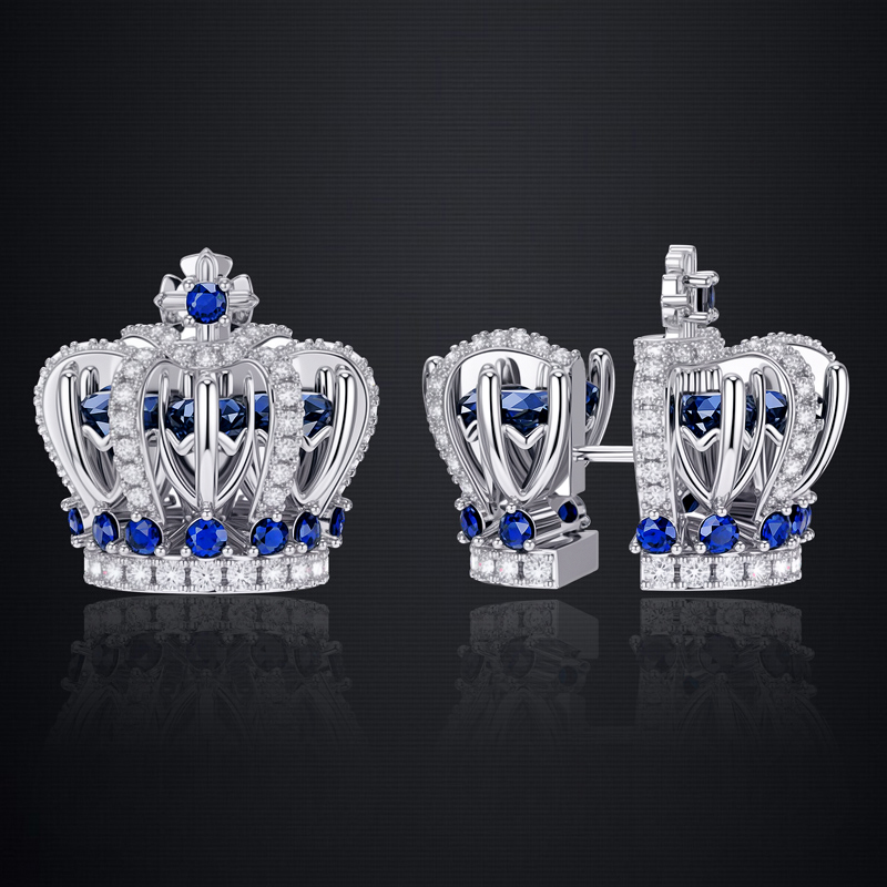 Split Crown Earrings In White Gold Plated With Street Luxury Shine