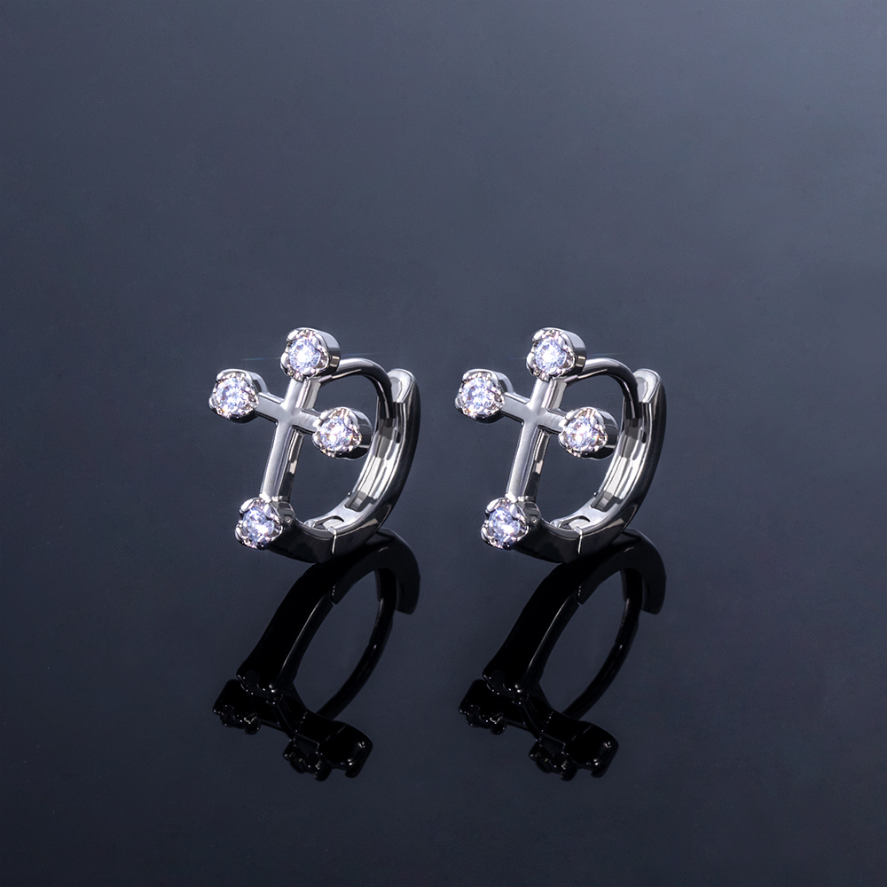 Diamonds Cross Hoop Earring Gold With Street Luxury Shine - Image 3