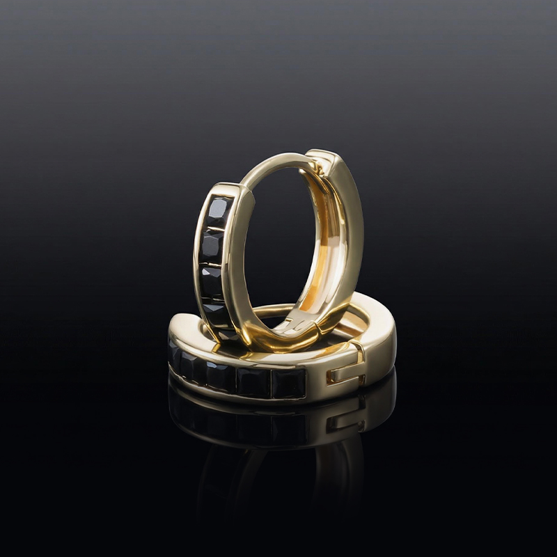 Multicolor Baguette Cut Hoop Earring Gold With Street Luxury Shine - Image 3