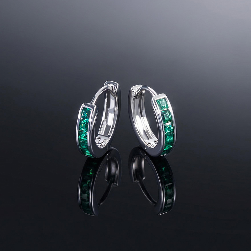 Multicolor Baguette Cut Hoop Earring Gold With Street Luxury Shine - Image 4
