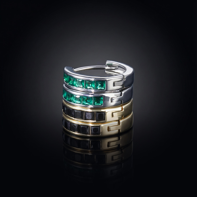 Multicolor Baguette Cut Hoop Earring Gold With Street Luxury Shine - Image 6