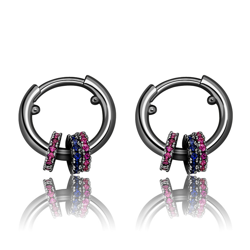 Colorful Iced Out Circle Hoop Hanging Earrings With Street Luxury Shine - Image 4