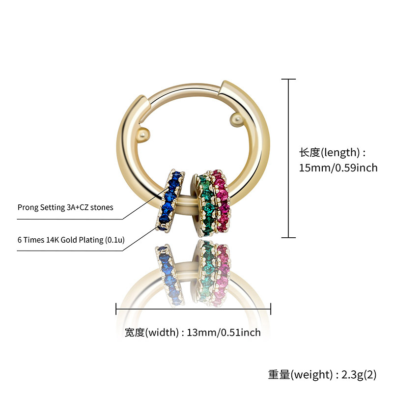 Colorful Iced Out Circle Hoop Hanging Earrings With Street Luxury Shine - Image 5