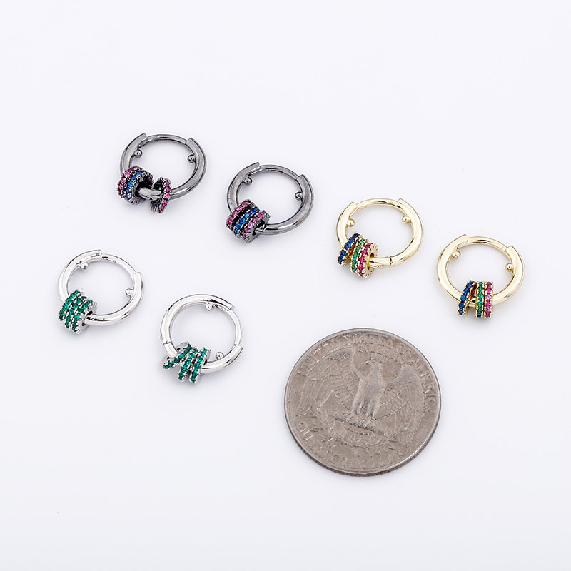 Colorful Iced Out Circle Hoop Hanging Earrings With Street Luxury Shine - Image 6