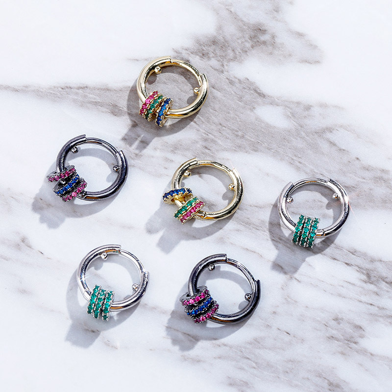 Colorful Iced Out Circle Hoop Hanging Earrings With Street Luxury Shine
