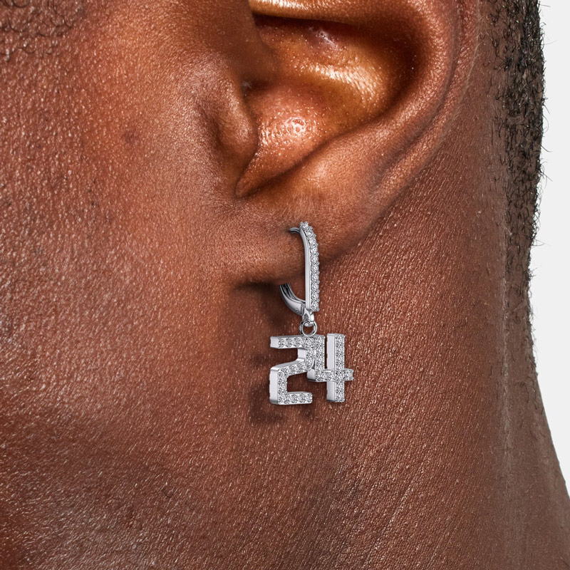 Iced Out Out Custom Numbers Earrings Gold With Street Luxury Shine - Image 3