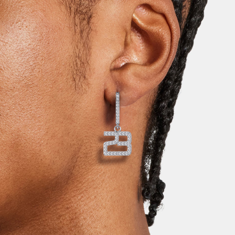 Iced Out Out Custom Numbers Earrings Gold With Street Luxury Shine - Image 4