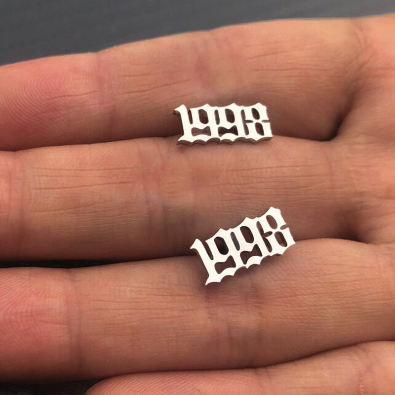Custom Year Number Stud Earrings Bold Statement Style With Street Luxury - Image 5