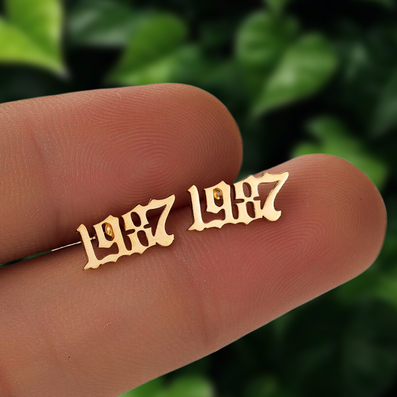 Custom Year Number Stud Earrings Bold Statement Style With Street Luxury - Image 7