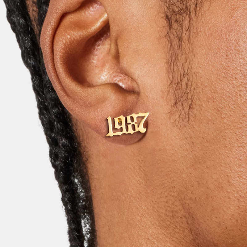 Custom Year Number Stud Earrings Bold Statement Style With Street Luxury