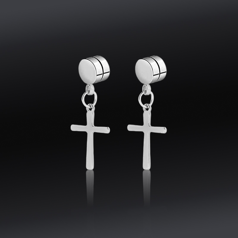 Cross Dangle Magnetic Earrings Bold Statement Style With Street Luxury - Image 3