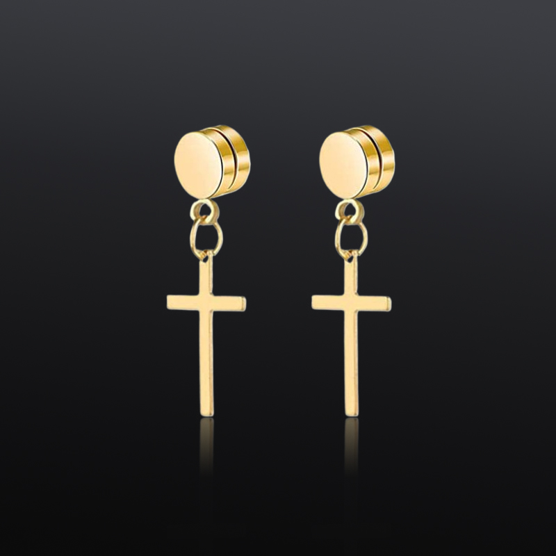 Cross Dangle Magnetic Earrings Bold Statement Style With Street Luxury - Image 5