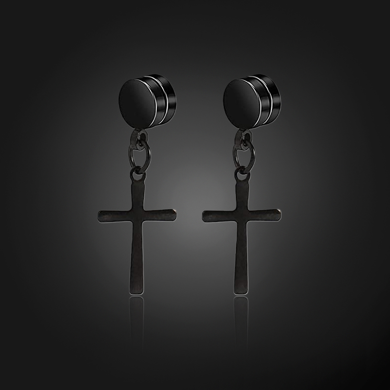 Cross Dangle Magnetic Earrings Bold Statement Style With Street Luxury - Image 6