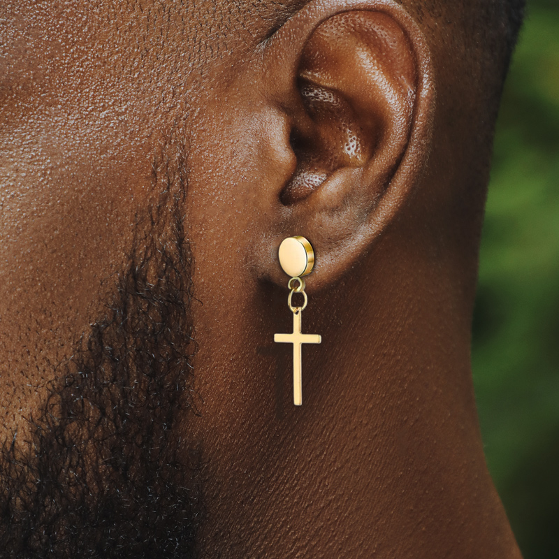 Cross Dangle Magnetic Earrings Bold Statement Style With Street Luxury
