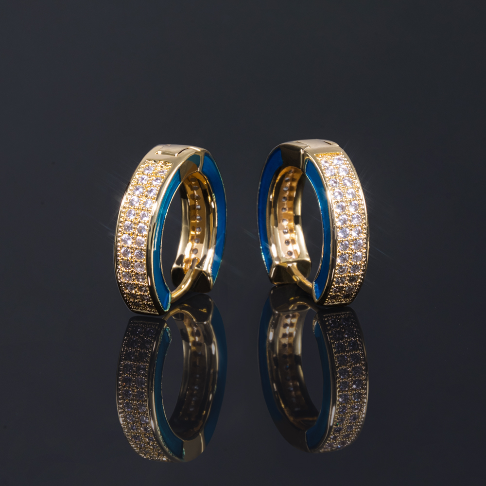 Aquamarine Enamel Glowing Hoop Earrings Moissanite With Street Luxury Shine - Image 6