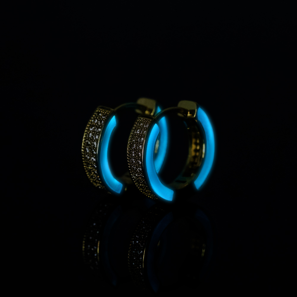 Aquamarine Enamel Glowing Hoop Earrings Moissanite With Street Luxury Shine - Image 7