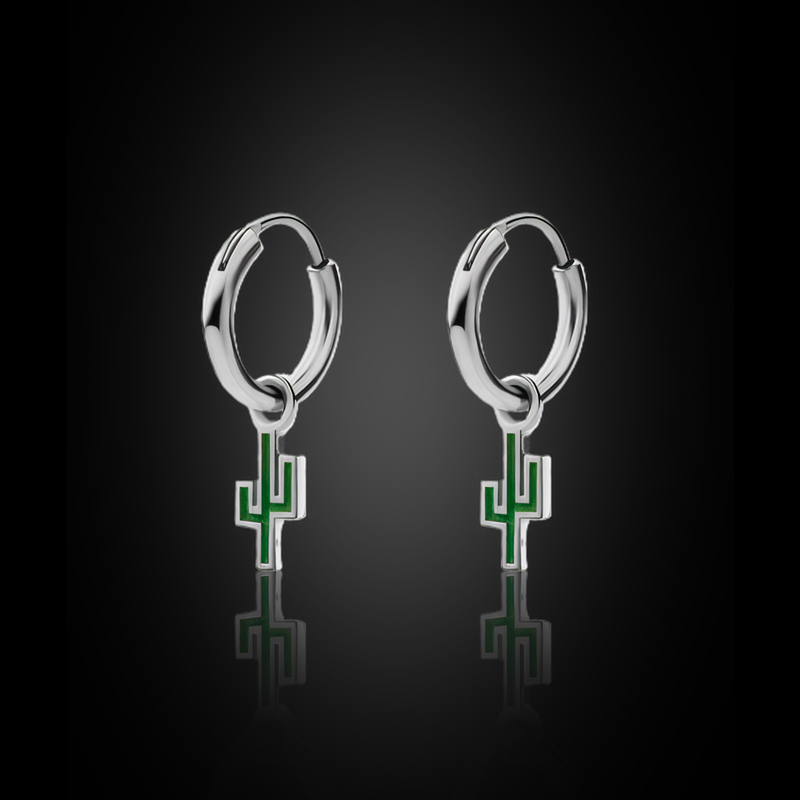 Enameled Cactus Dangle Earrings Bold Statement Style With Street Luxury - Image 3