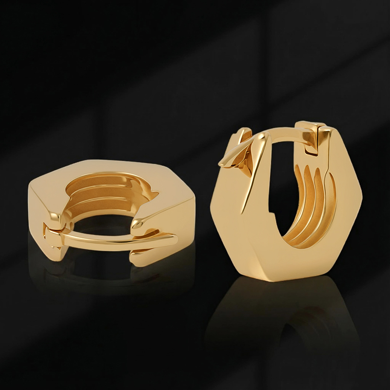 Hex Nut Hoop Earrings Bold Statement Style With Street Luxury - Image 4