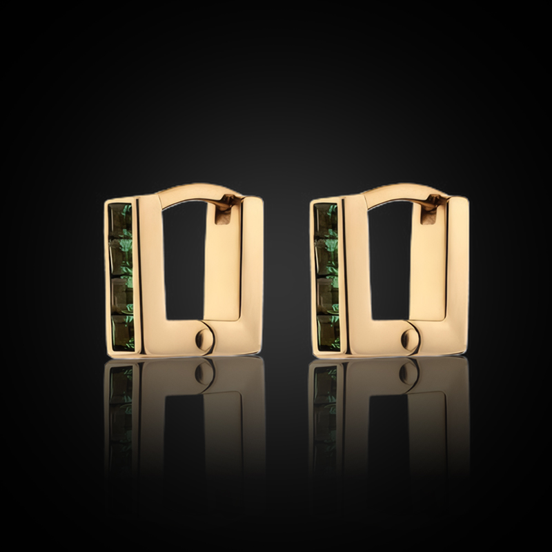 Emerald Diamond Baguette Cut Square Hoop Earrings With Iced Out Shine