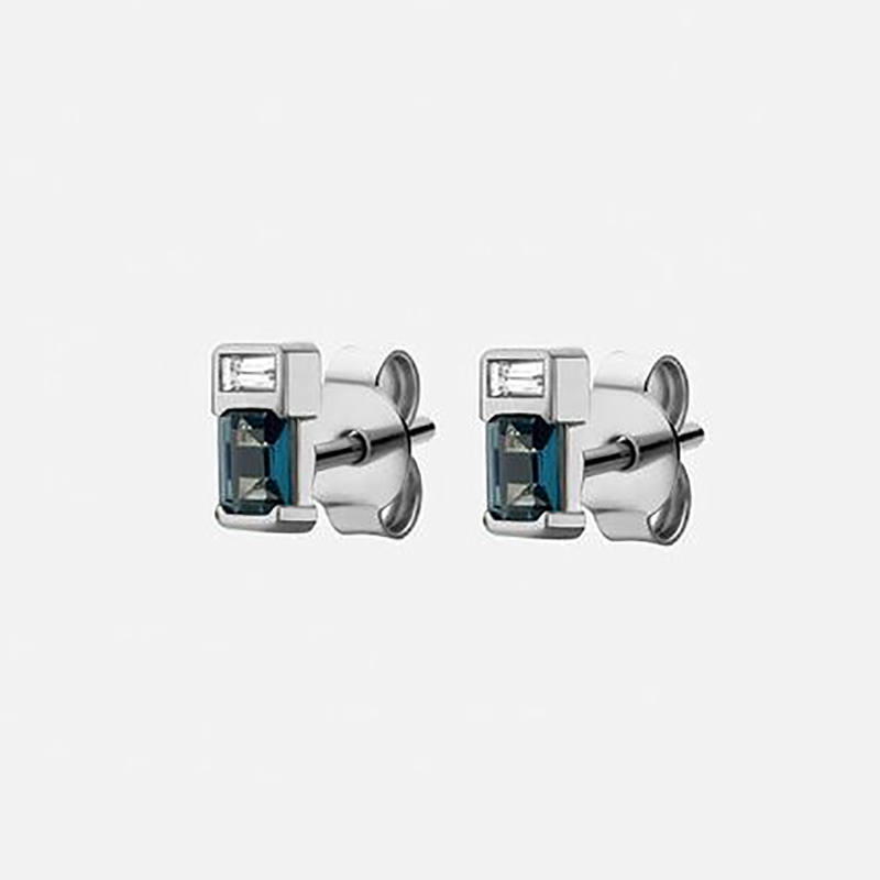 1.06 Ctw Baguette Cut Sapphire Diamonds Stud Earrings Gold - Image 3