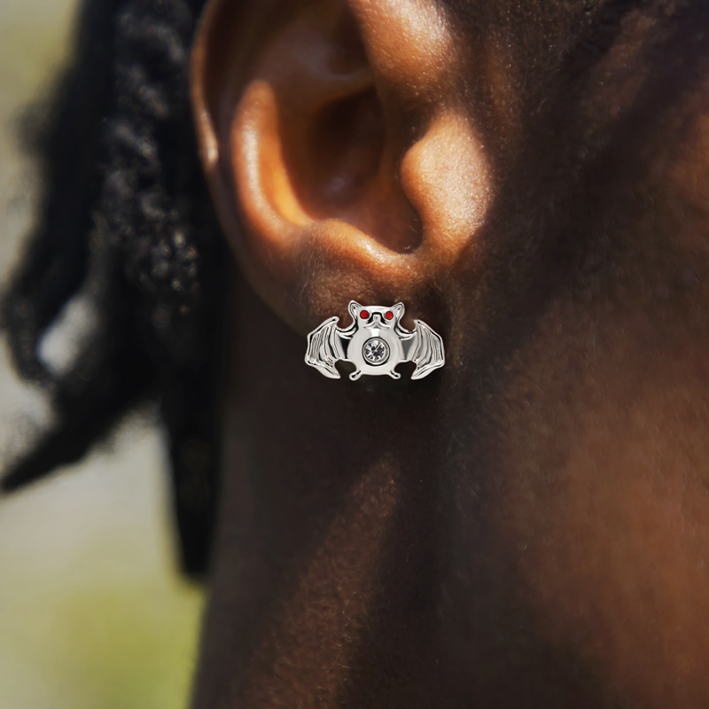 Bat Red Diamond Stud Earrings Iced Out Shine With Street Luxury - Image 3