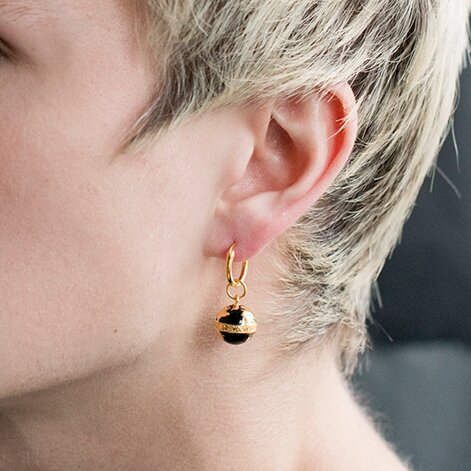 Multi-color Enamel Earth Dangle Earrings In Gold With Street Luxury Shine