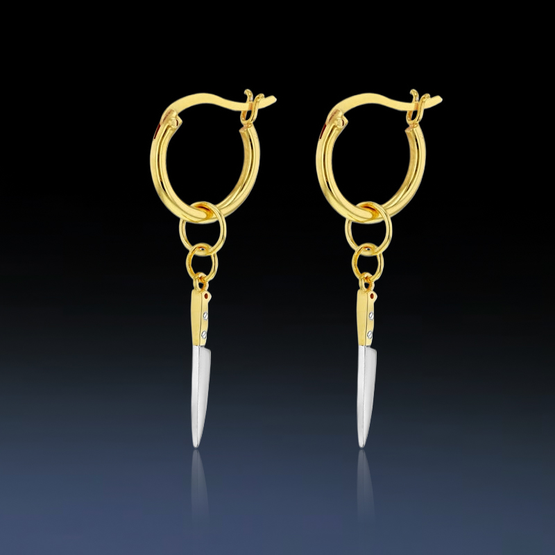 Two-tone Knife Dangle Earrings Bold Statement Style With Street Luxury - Image 3