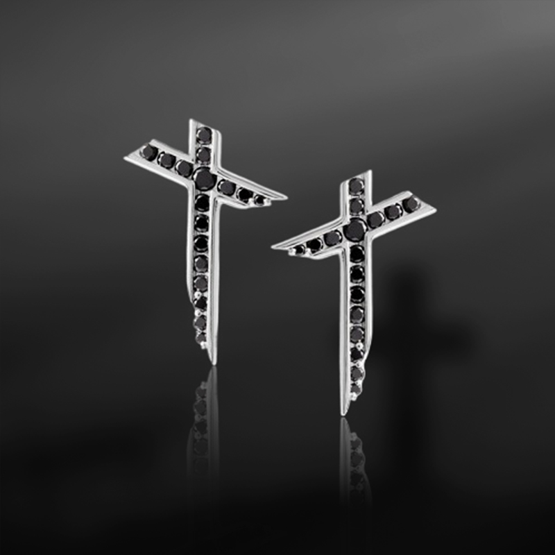 Black Diamond Irregular Cross Earrings Iced Out Shine With Street Luxury - Image 3