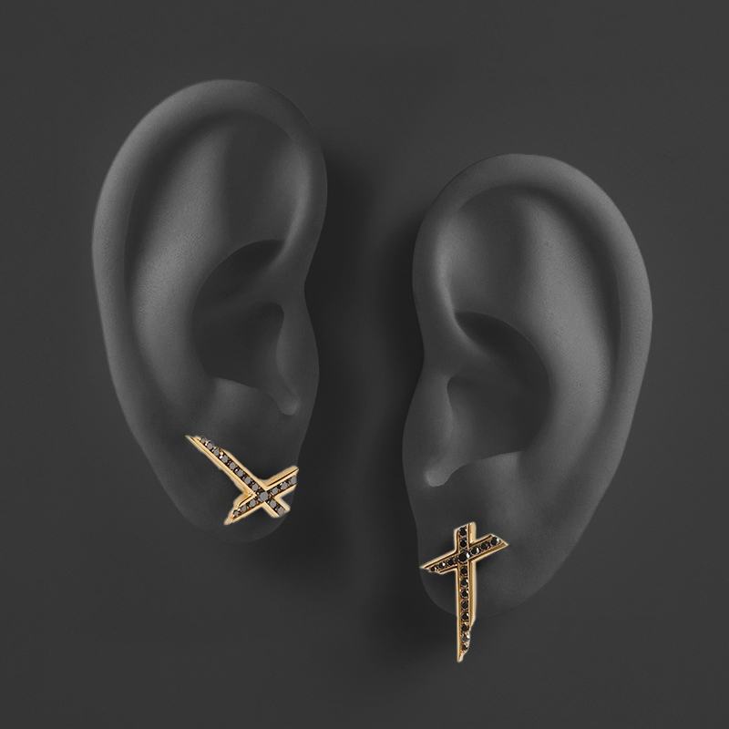 Black Diamond Irregular Cross Earrings Iced Out Shine With Street Luxury - Image 4