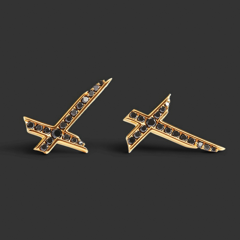 Black Diamond Irregular Cross Earrings Iced Out Shine With Street Luxury - Image 5
