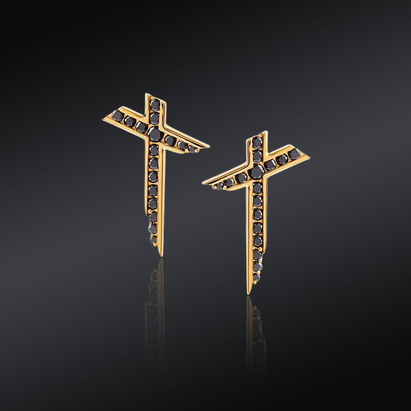 Black Diamond Irregular Cross Earrings Iced Out Shine With Street Luxury