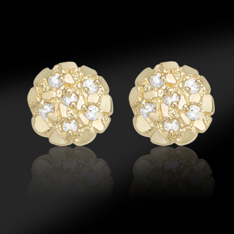 Iced Out Round Nugget Stud Earrings Silver With Street Luxury Shine - Image 4